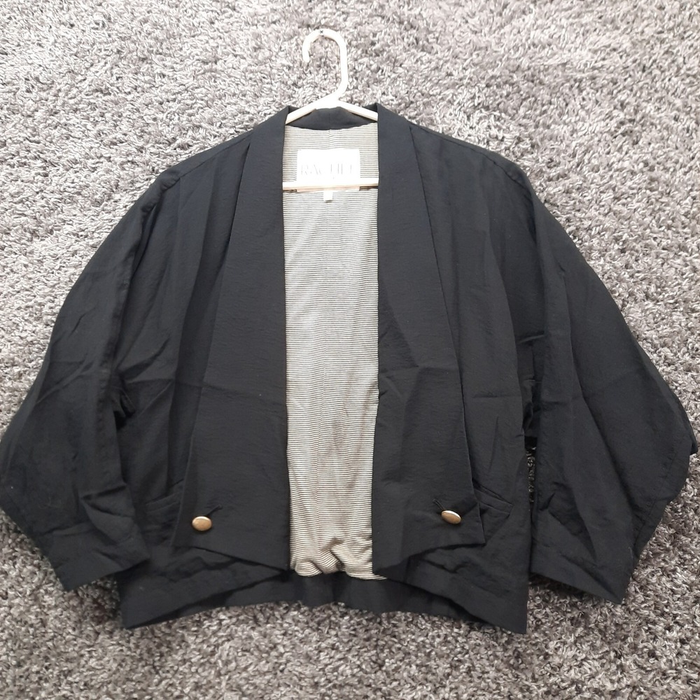 Rachel Roy Blazer Women XS Black Lined Open Front Oversized Casual Modern Wear